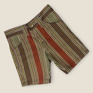 Vintage 70s Farah Boys 8 Striped Shorts Mod Earth Tone USA Textured Fabric